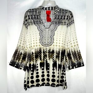 V Cristina Embellished Studded Tunic Lightweight Art to Wear Sz M‎